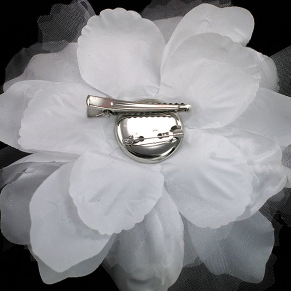 5-1/2" Large Handmade Fabric Flower - White - Picture 2 of 2